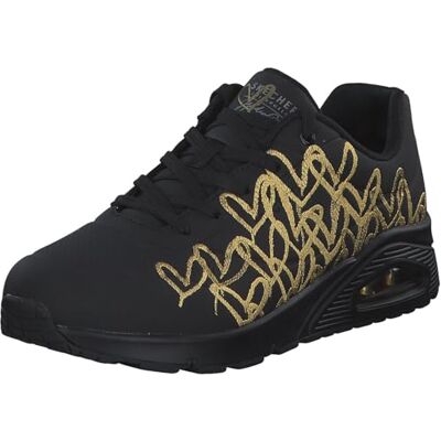Skechers Uno Golden Heart sneakers, Black Durabuck/Gold Mylar Broderi, 4 UK Skechers Uno Golden Heart sneakers, Black Durabuck/Gold Mylar Broderi, 4 UK