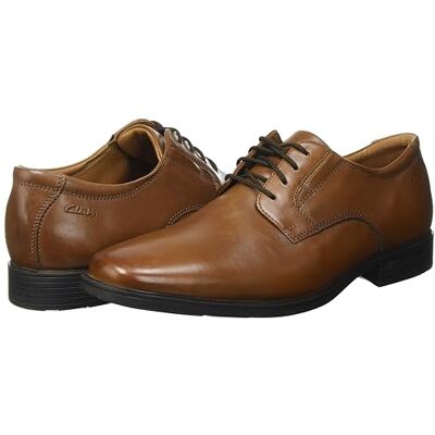 Clarks Tilden Plain Mens Dark Tan Lea, 7 Clarks Tilden Plain Mens Dark Tan Lea, 7