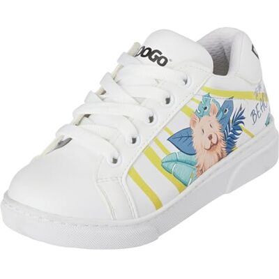 DOGO Unisex barn vegan vita sneakers till stranden motiv-31, Vitt och blått, 31 EU DOGO Unisex barn vegan vita sneakers till stranden motiv-31, Vitt och blått, 31 EU