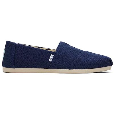 TOMS Alpargata Loafer för kvinnor, marinblå bred återvunnen bomullstyg, 7,5 UK, Marinblå bred återvunnen bomullsduk, 7.5 UK Wide TOMS Alpargata Loafer för kvinnor, marinblå bred återvunnen bomullstyg, 7,5 UK, Marinblå bred återvunnen bomullsduk, 7.5 UK Wide