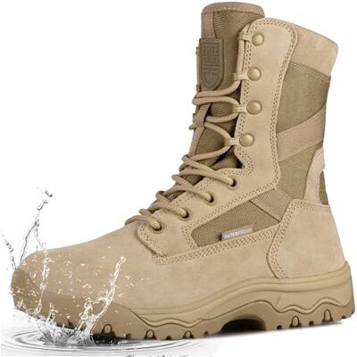 FREE SOLDIER Taktiska herrstövlar 20 cm lätta stridskängor hållbara mocka militära arbetsstövlar ökenstövlar, Sand färg, 45 EU FREE SOLDIER Taktiska herrstövlar 20 cm lätta stridskängor hållbara mocka militära arbetsstövlar ökenstövlar, Sand färg, 45 EU