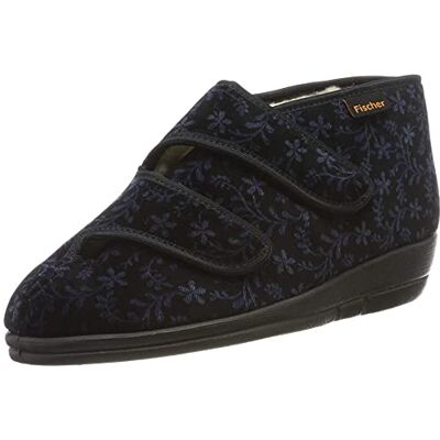 Fischer Markenschuh Fischer dam Dora höga tofflor, Blå blomkrans 552-42 EU Fischer Markenschuh Fischer dam Dora höga tofflor, Blå blomkrans 552-42 EU
