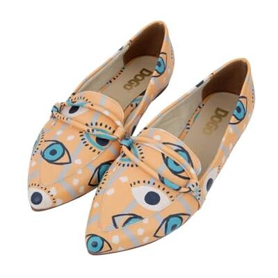 DOGO Dam läder vegan orange platta skor se dig mönster, Material: Polyester, 39 EU DOGO Dam läder vegan orange platta skor se dig mönster, Material: Polyester, 39 EU