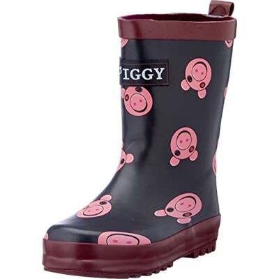 Popgear Piggy pojkar Wellington stövlar vinröd/svart 3 Popgear Piggy pojkar Wellington stövlar vinröd/svart 3