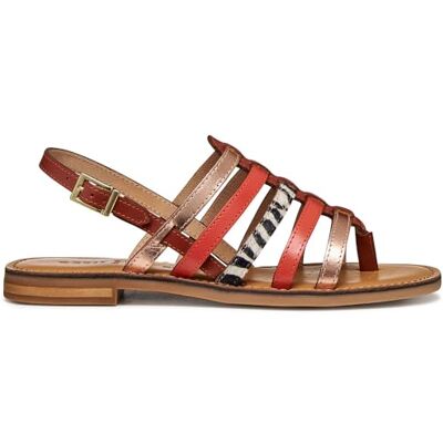 Geox Dam D MADDALUSIAC B platt sandal, roséguld/brick, 37,5 EU Geox Dam D MADDALUSIAC B platt sandal, roséguld/brick, 37,5 EU