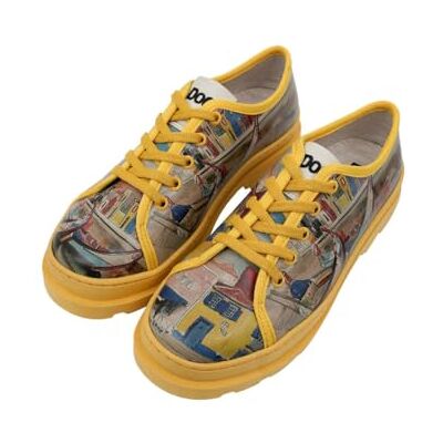 DOGO Kvinnors veganska gula sneakers solnedgångar och silhuetter motiv-38, Gult, 38 EU DOGO Kvinnors veganska gula sneakers solnedgångar och silhuetter motiv-38, Gult, 38 EU