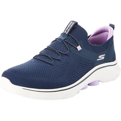 Skechers Go Walk 7 dam Sneaker, Marinblå textil lavendel trim, 41 EU Skechers Go Walk 7 dam Sneaker, Marinblå textil lavendel trim, 41 EU