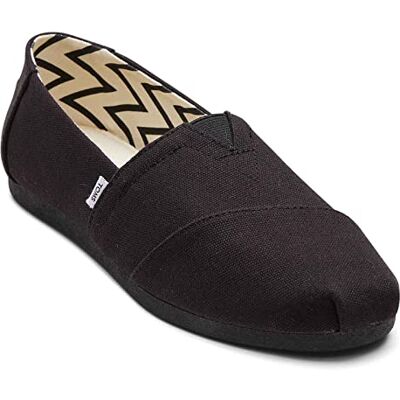 TOMS Alpargata Loafer för kvinnor, svart/svart bred återvunnen bomullstyg, 9 UK, Svart svart bred återvunnen bomullsduk, 9 UK Wide TOMS Alpargata Loafer för kvinnor, svart/svart bred återvunnen bomullstyg, 9 UK, Svart svart bred återvunnen bomullsduk, 9 UK Wide