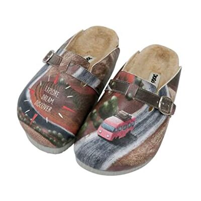 DOGO Barn veganskt läder bruna tofflor motorväg till äventyrsmönster-32, Material: Polyester, 32 EU DOGO Barn veganskt läder bruna tofflor motorväg till äventyrsmönster-32, Material: Polyester, 32 EU