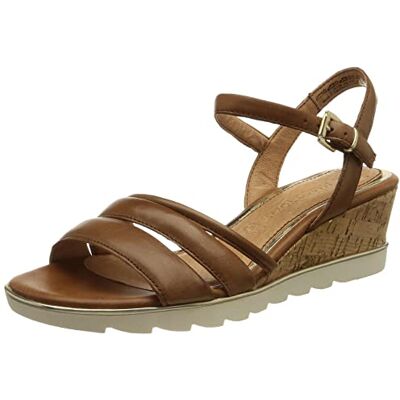 MARCO TOZZI Damsandaler 2-28724-28 lädersandalett kilsandal, konjak 39 EU MARCO TOZZI Damsandaler 2-28724-28 lädersandalett kilsandal, konjak 39 EU