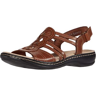Clarks womens Leisa Janna Sandal, Tan Leather, 8.5 Wide US Clarks womens Leisa Janna Sandal, Tan Leather, 8.5 Wide US