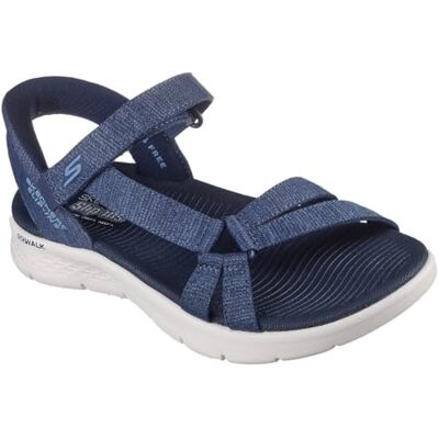 Skechers dam GO WALK FLEX SANDAL ILLUMINATE sandaler, Marinblå textil, 40 EU Skechers dam GO WALK FLEX SANDAL ILLUMINATE sandaler, Marinblå textil, 40 EU