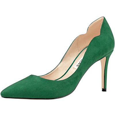 JOY IN LOVE Stilettpumps för kvinnor, 5 grön mocka, 39 EU 8,9 cm höga klackar, stängda tår, slip-on-skor, arbete, fest, bröllopsklänning JOY IN LOVE Stilettpumps för kvinnor, 5 grön mocka, 39 EU 8,9 cm höga klackar, stängda tår, slip-on-skor, arbete, fest, bröllopsklänning