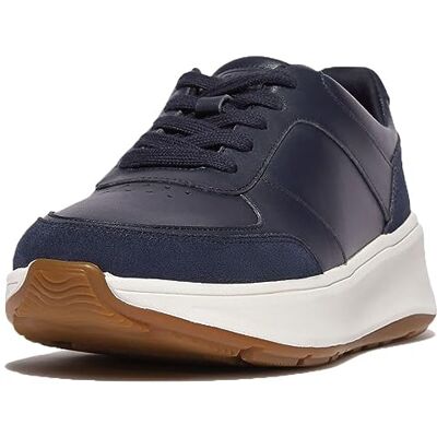 Fitflop dam F-mode läder/mocka flatform sneakers, Midnatt marinblå, 40 EU Fitflop dam F-mode läder/mocka flatform sneakers, Midnatt marinblå, 40 EU