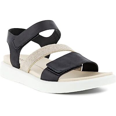 ECCO Flowt platt sandal för kvinnor, Svart, 37 EU ECCO Flowt platt sandal för kvinnor, Svart, 37 EU