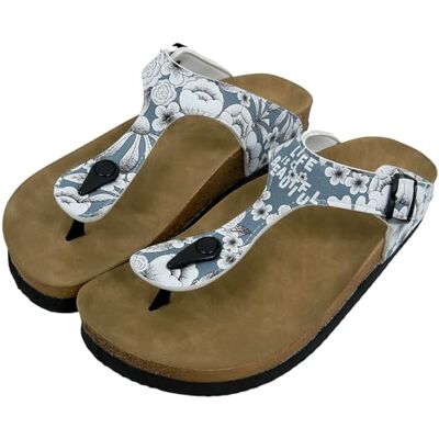 DOGO Femme läder vegan blå sandaler Life is Beautiful Motif, Flerfärgad, 40 EU DOGO Femme läder vegan blå sandaler Life is Beautiful Motif, Flerfärgad, 40 EU