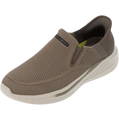 Skechers herr Slade Deacon Sneaker, Brungrått stickat nät, 39.5 EU Skechers herr Slade Deacon Sneaker, Brungrått stickat nät, 39.5 EU