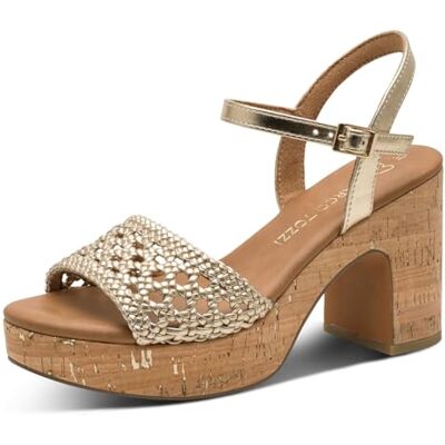MARCO TOZZI dam 2–28392-46 sandal med klack, guld, 39 EU MARCO TOZZI dam 2–28392-46 sandal med klack, guld, 39 EU