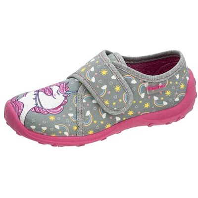 Fischer Markenschuh Flickor-kardborreband-tofflor med enhörningstryck Fischer Markenschuh Flickor-kardborreband-tofflor med enhörningstryck