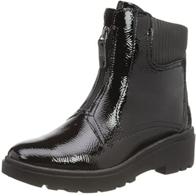 Clarks Damer Calla zip modebåt, svart crinklepat, 36 EU Clarks Damer Calla zip modebåt, svart crinklepat, 36 EU