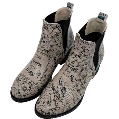 DOGO Kvinnors Veganska Beige Boots Let Your Dreams Be Your Wings-mönster, Material: Polyester, 37 EU DOGO Kvinnors Veganska Beige Boots Let Your Dreams Be Your Wings-mönster, Material: Polyester, 37 EU
