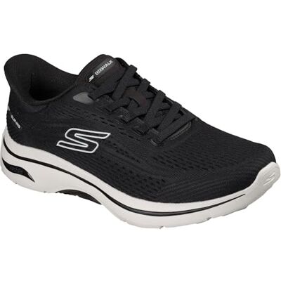Skechers herr GO Walk Arch FIT 2.0 Percy sneakers, svart textil/vit kant, 9.5 UK Skechers herr GO Walk Arch FIT 2.0 Percy sneakers, svart textil/vit kant, 9.5 UK