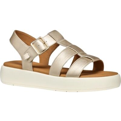 Geox Damer D CAMALEI B platt sandal, ljust guld, 39 EU, Guldpläterat guld, 39 EU Geox Damer D CAMALEI B platt sandal, ljust guld, 39 EU, Guldpläterat guld, 39 EU
