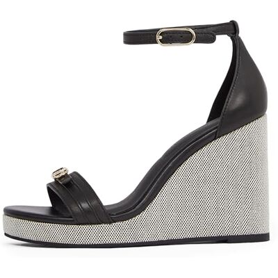 Tommy Hilfiger dam Espadrille kil sandalläder FW0FW08622, svart, 6.5 UK, Svart, 40 EU Tommy Hilfiger dam Espadrille kil sandalläder FW0FW08622, svart, 6.5 UK, Svart, 40 EU