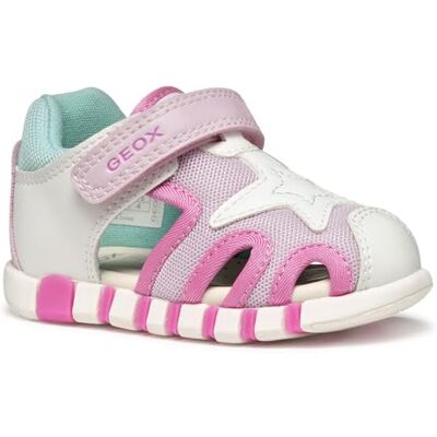 Geox B Iupidoo GR sandal, baby-flicksandaler, Vit/rosa, 19 EU Geox B Iupidoo GR sandal, baby-flicksandaler, Vit/rosa, 19 EU