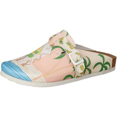 DOGO Kvinnors veganläder flerfärgade tofflor Queen of the Beach mönster, Material: Polyester, 41 EU DOGO Kvinnors veganläder flerfärgade tofflor Queen of the Beach mönster, Material: Polyester, 41 EU