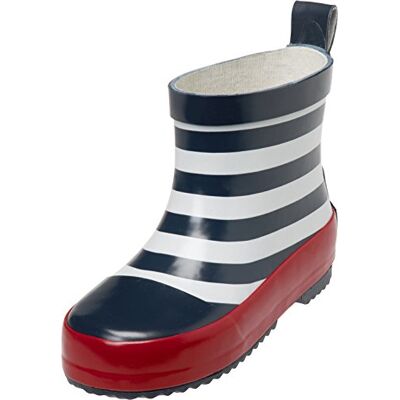 Playshoes Gummistövlar av naturgummi med halvskaft för barn, trendiga unisex regnstövlar med reflektorer, randiga, Marinvit, 27 EU Playshoes Gummistövlar av naturgummi med halvskaft för barn, trendiga unisex regnstövlar med reflektorer, randiga, Marinvit, 27 EU