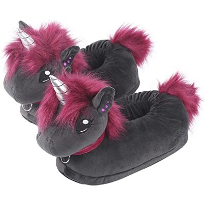 corimori söta plyschtofflor (10+ designer) enhörning "Ruby" tofflor en storlek passar alla. 25–33,5 unisex tofflor svart rosa corimori söta plyschtofflor (10+ designer) enhörning "Ruby" tofflor en storlek passar alla. 25–33,5 unisex tofflor svart rosa