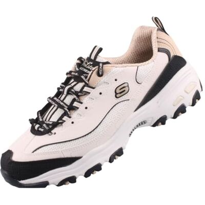 Skechers Dam D'Lites Retro Rewind Sneaker, Naturlig svart duraleather naturlig trim, 38.5 EU Skechers Dam D'Lites Retro Rewind Sneaker, Naturlig svart duraleather naturlig trim, 38.5 EU