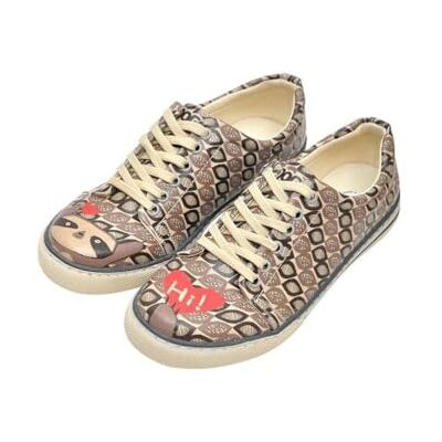 DOGO Dam veganskt läder grå sneakers Hi Darling mönster, Beige färg, 36 EU DOGO Dam veganskt läder grå sneakers Hi Darling mönster, Beige färg, 36 EU