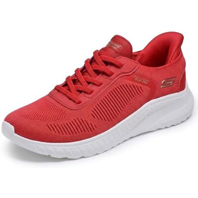 Skechers kvinnors handsfree slip-on Bobs Squad Chaos-Current Muse Sneaker, Röd, 36.5 EU Skechers kvinnors handsfree slip-on Bobs Squad Chaos-Current Muse Sneaker, Röd, 36.5 EU