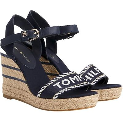 Tommy Hilfiger Säsong Webbing Espadrille kilsandal för kvinnor, Rymdblått, 41 EU Tommy Hilfiger Säsong Webbing Espadrille kilsandal för kvinnor, Rymdblått, 41 EU