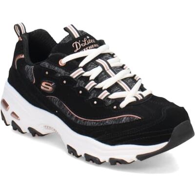 Skechers Dam D'Lites Me-time, Svart/roséguld, 5.5 Skechers Dam D'Lites Me-time, Svart/roséguld, 5.5