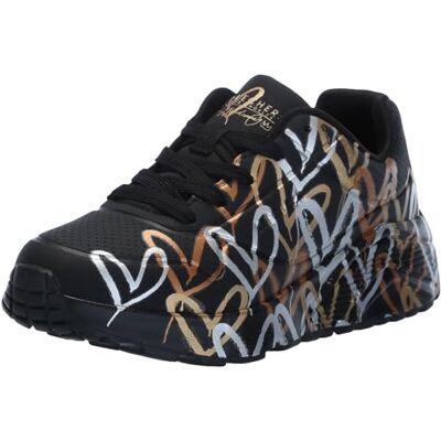 Skechers Flickor UNO Lite Metallic Love sneakers, Svart guld, 37.5 EU Skechers Flickor UNO Lite Metallic Love sneakers, Svart guld, 37.5 EU