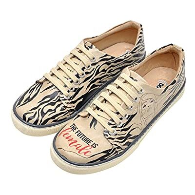 DOGO Kvinnors läder vegan beige sneakers framtiden är kvinnlig motiv-37, Beige färg, 37 EU DOGO Kvinnors läder vegan beige sneakers framtiden är kvinnlig motiv-37, Beige färg, 37 EU