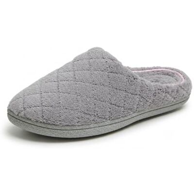 Dearfoams Tvättbar Leslie-toffel i minnesskum för kvinnor, hustoffel med vida bredder, 43/44 EU Dearfoams Tvättbar Leslie-toffel i minnesskum för kvinnor, hustoffel med vida bredder, 43/44 EU