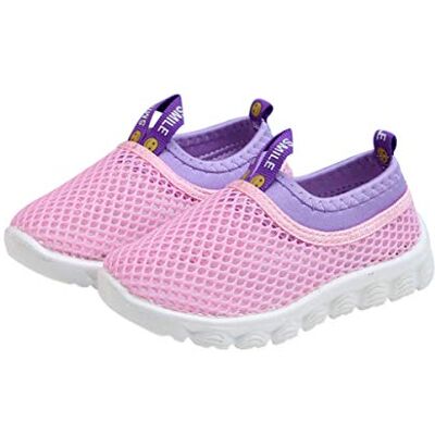 DEBAIJIA Småbarnskor 0-3T baby första-promenadskor enfärgade träningsskor halkfria nät andas lätt EVA-material slip-on, E ihålig rosa 24/25 EU DEBAIJIA Småbarnskor 0-3T baby första-promenadskor enfärgade träningsskor halkfria nät andas lätt EVA-material slip-on, E ihålig rosa 24/25 EU
