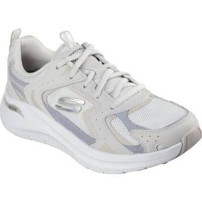 Skechers Dam Arch Fit 2.0 Vintage Luxe Sneaker, Naturligt läder nät grå trim, 42 EU Skechers Dam Arch Fit 2.0 Vintage Luxe Sneaker, Naturligt läder nät grå trim, 42 EU
