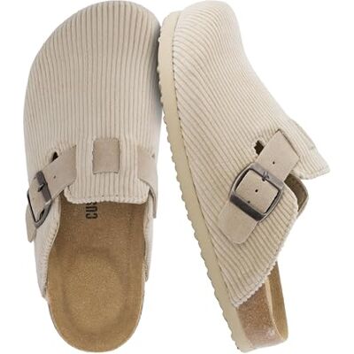 CUSHIONAIRE Hana Womens Clogs Comfortable Vegan Suede Clogs for Women Slip On Potato Shoes with Cork Footbed & Arch Support Beige 8.5 CUSHIONAIRE Hana Womens Clogs Comfortable Vegan Suede Clogs for Women Slip On Potato Shoes with Cork Footbed & Arch Support Beige 8.5