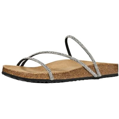 Geox Damer D BRIONIA R C platt sandal, svart/silver, 36 EU Geox Damer D BRIONIA R C platt sandal, svart/silver, 36 EU
