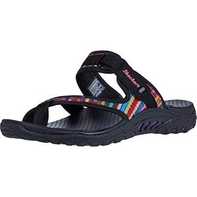 Skechers Flicka Reggae-Mad Swag-Toe Stringtrosa vävd sandal, svart, 39.5 EU Skechers Flicka Reggae-Mad Swag-Toe Stringtrosa vävd sandal, svart, 39.5 EU