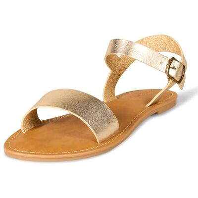 Amazon Essentials dam två remmar spänne sandal, Guld, 7 US Amazon Essentials dam två remmar spänne sandal, Guld, 7 US