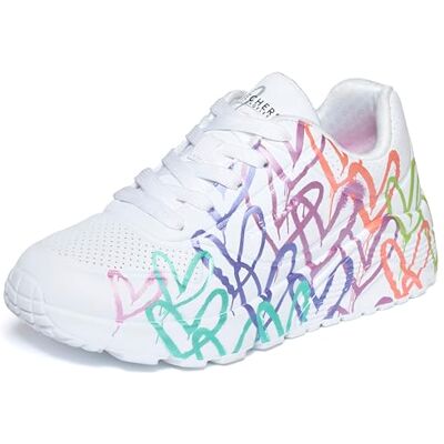 Skechers UNO LITE Metallic Joy sneakers, Vit/Multi, 2.5 UK Skechers UNO LITE Metallic Joy sneakers, Vit/Multi, 2.5 UK