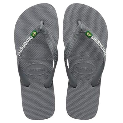 Havaianas Unisex Brasil-slippers met logo, staalgrijs staalgrijs, 1 UK heren/ 2 UK dames Havaianas Unisex Brasil-slippers met logo, staalgrijs staalgrijs, 1 UK heren/ 2 UK dames