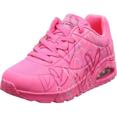 Skechers Uno Spread The Love Sneaker för kvinnor, Het rosa Durabuck nät, 41 EU Skechers Uno Spread The Love Sneaker för kvinnor, Het rosa Durabuck nät, 41 EU