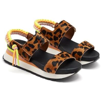 GIOSEPPO Leopardtryck Leopard Leopard-läder Sportiga Sandaler, kastanj, 38 EU GIOSEPPO Leopardtryck Leopard Leopard-läder Sportiga Sandaler, kastanj, 38 EU